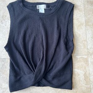 Altar'd State Black Ribbed Twist-Front Sleeveless Tank